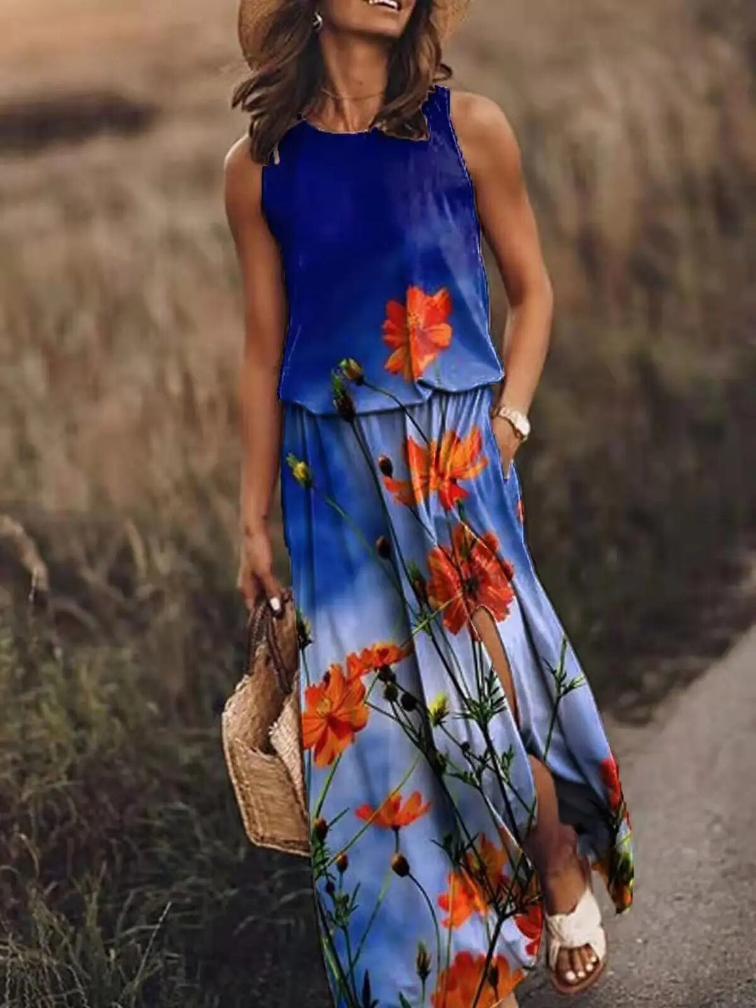 Sommer maxi-kjole med unikt snit – Amara