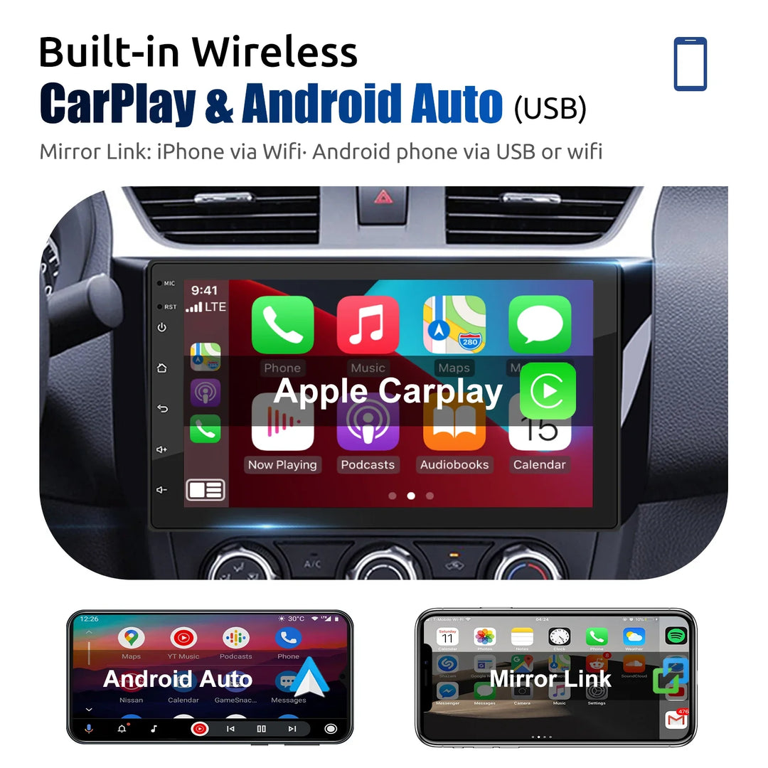Universel Android bilstereo med touchskærm, GPS og trådløs CarPlay