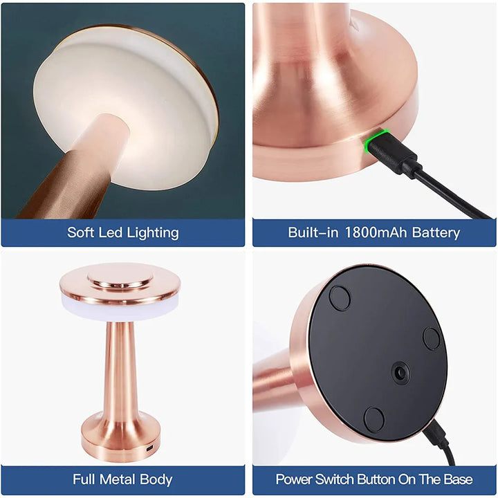 Klassisk trådløs bærbar LED-bordlampe - LumiCrest