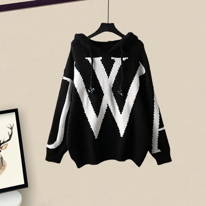 Dame To-delte Efterårs Sæt med Strikket Trøje og Brede Bukser – Selina