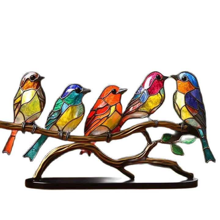Farvede fugle på en gren - dekorativ skulptur - ColorBirds