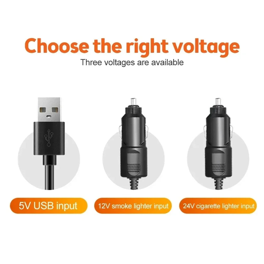 360° Justerbar 3-hoved bilventilator USB/12V/24V – AirFlow