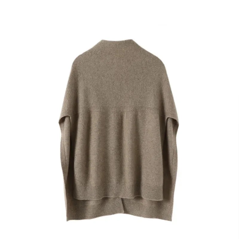 Damernes strik-poncho i blødt materiale - Lorena