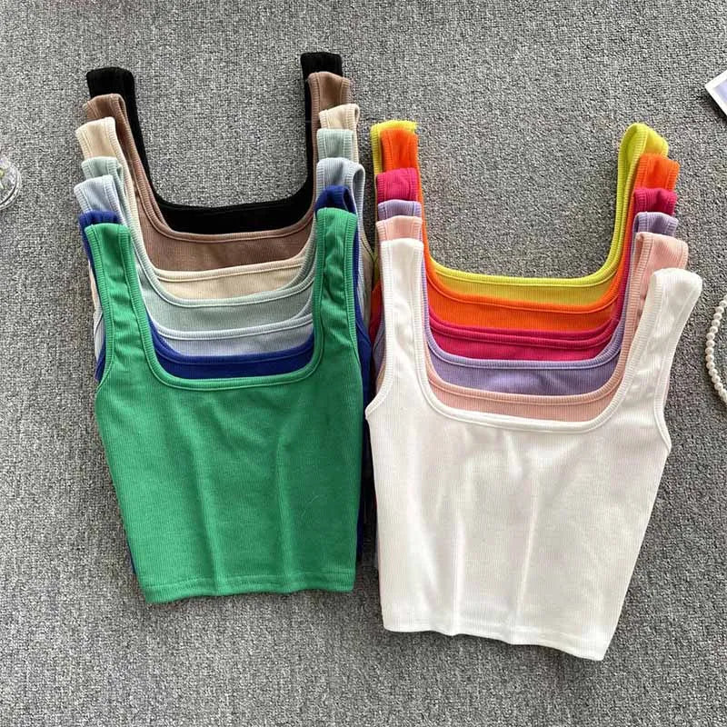 Rygfri cropped tanktop i ensfarvet – Zayra