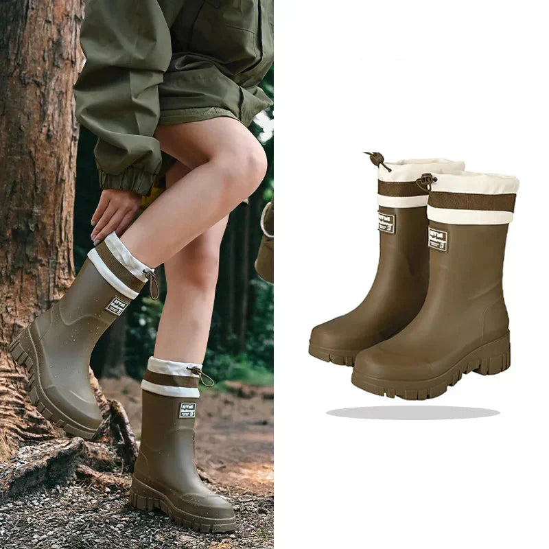Dame regnstøvler retro look vandtætte med skridsikre såler – Arlena