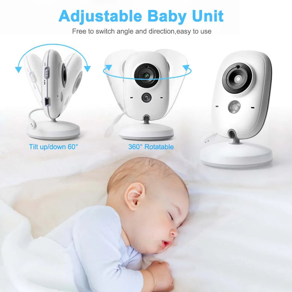 3,5-tommer video baby monitor med nattesyn, temperaturdisplay og tovejs lyd