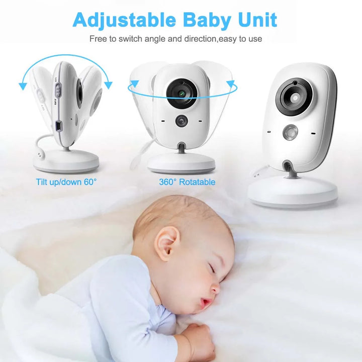 3,5-tommer video baby monitor med nattesyn, temperaturdisplay og tovejs lyd
