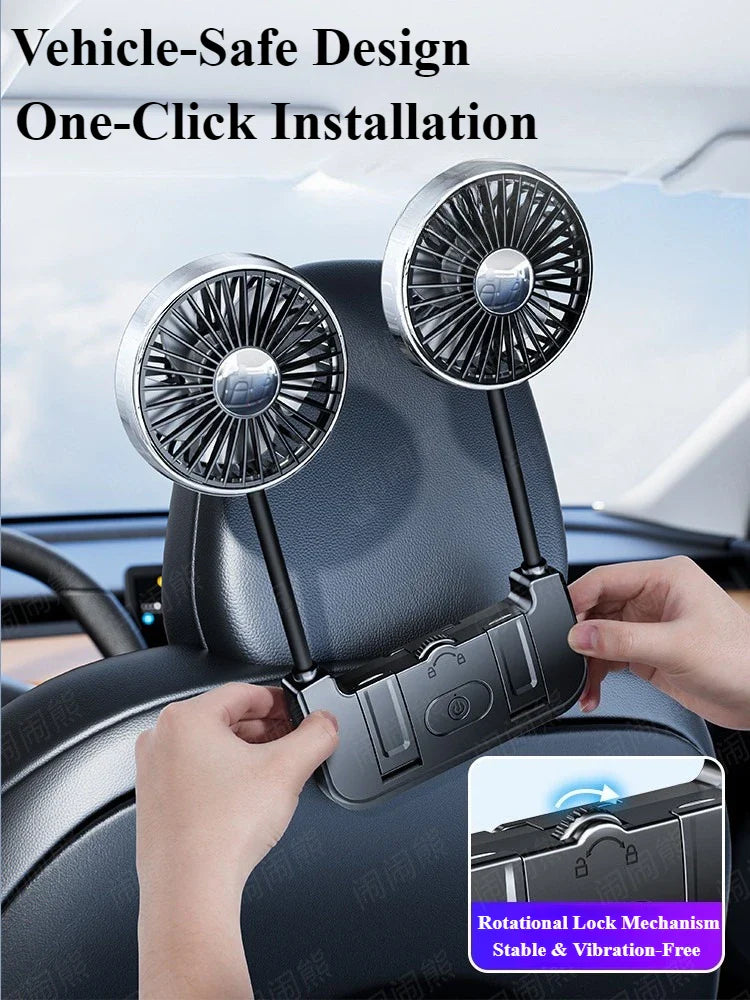 Dual-Head Rear Seat Fan – Eary – (USB-C Genopladelig)
