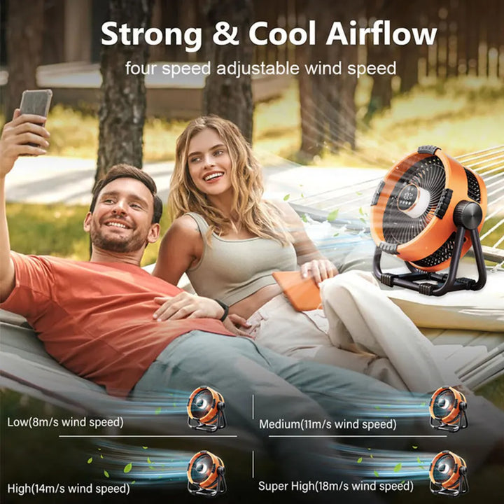 Campingvifte med 20000mAh batteri, LED-lys og fjernbetjening – WindMate