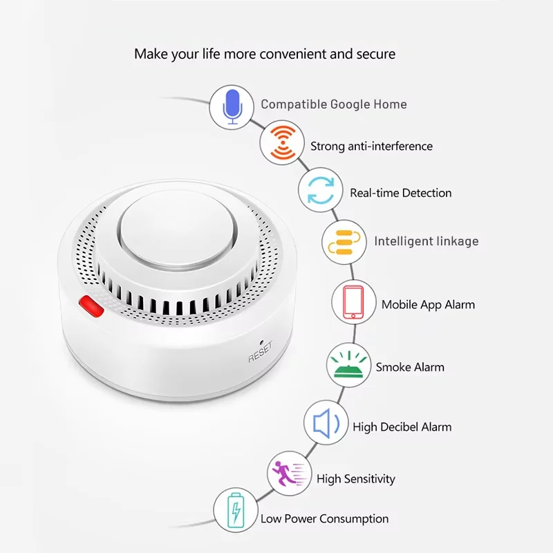 Smart WiFi røgdetektor brandalarm 85 dB – SafeSense