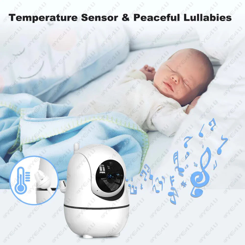 5-tommer HD video babymonitor med kamera, PTZ zoom og nattesyn