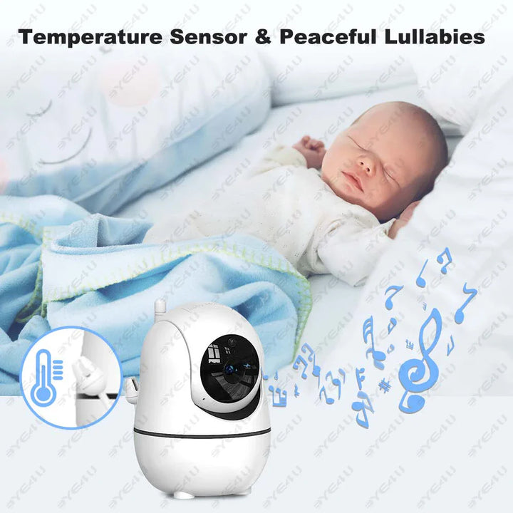 5-tommer HD video babymonitor med kamera, PTZ zoom og nattesyn