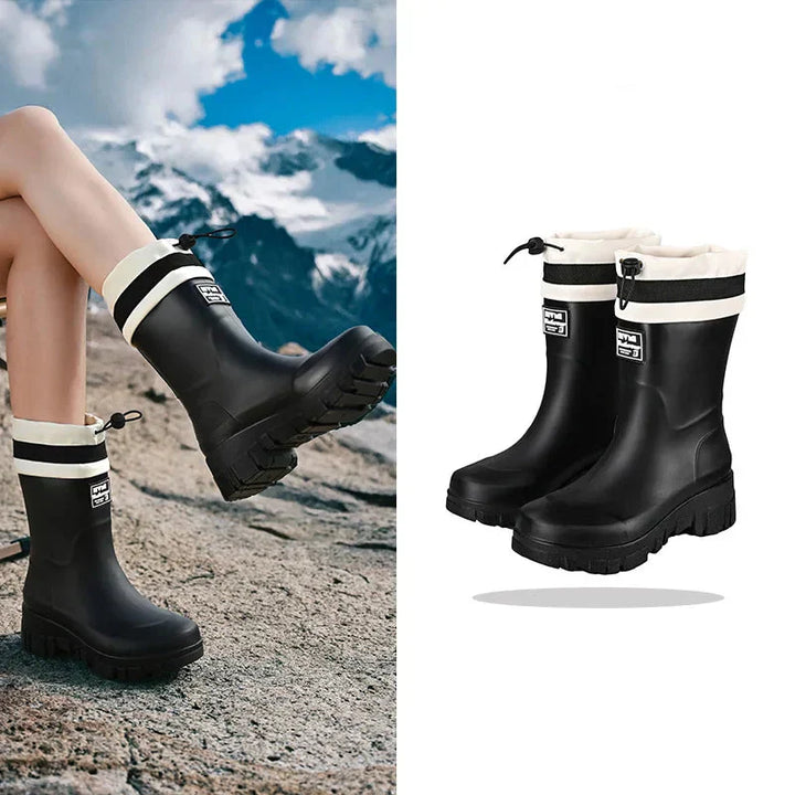 Dame regnstøvler retro look vandtætte med skridsikre såler – Arlena