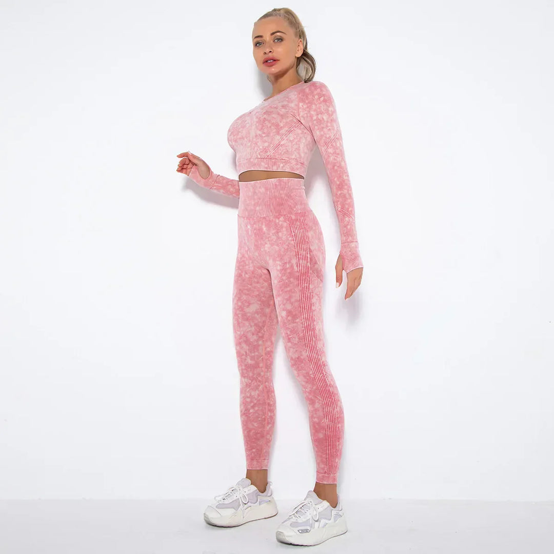 Sømløst yogasæt til kvinder med cropped top - Nova