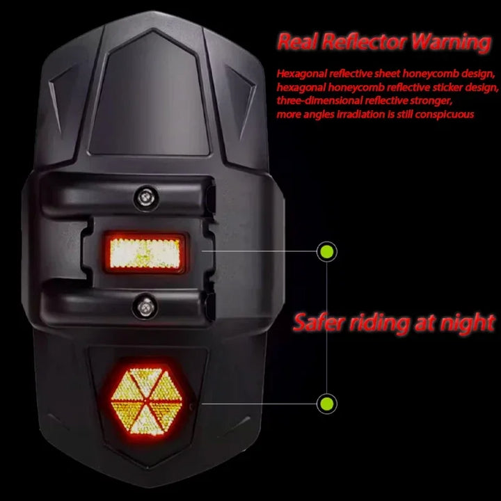 Universal motorcykel bagmudder skjold med reflektor – RoadGuard