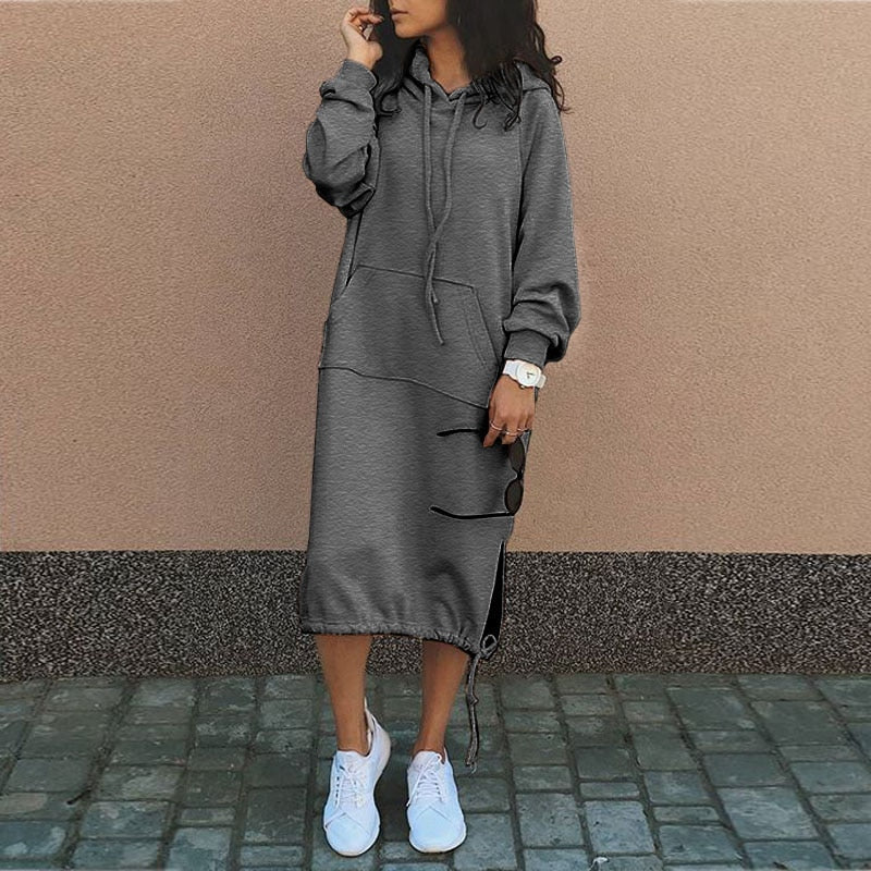 Stilfuld Lang Hoodie-kjole - Elina