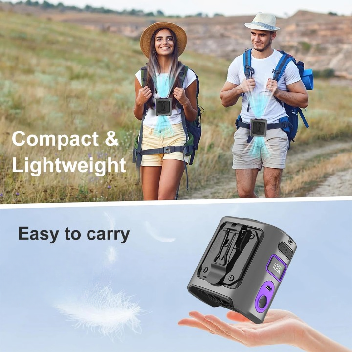 8000mAh bærbar køle hoftevifte med powerbank & LED-lys – FrostBreeze