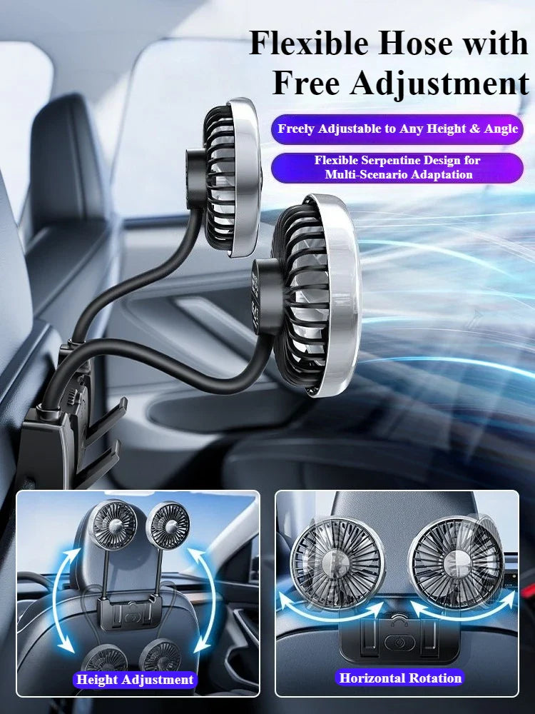 Dual-Head Rear Seat Fan – Eary – (USB-C Genopladelig)