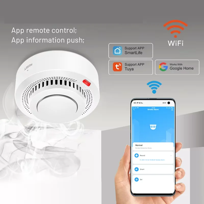 Smart WiFi røgdetektor brandalarm 85 dB – SafeSense