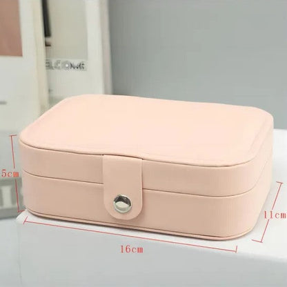 Rosa Schmuckkästchen aus Leder, rechteckig, 16x11x5cm, Aufbewahrung, Organizer, Reiseetui.