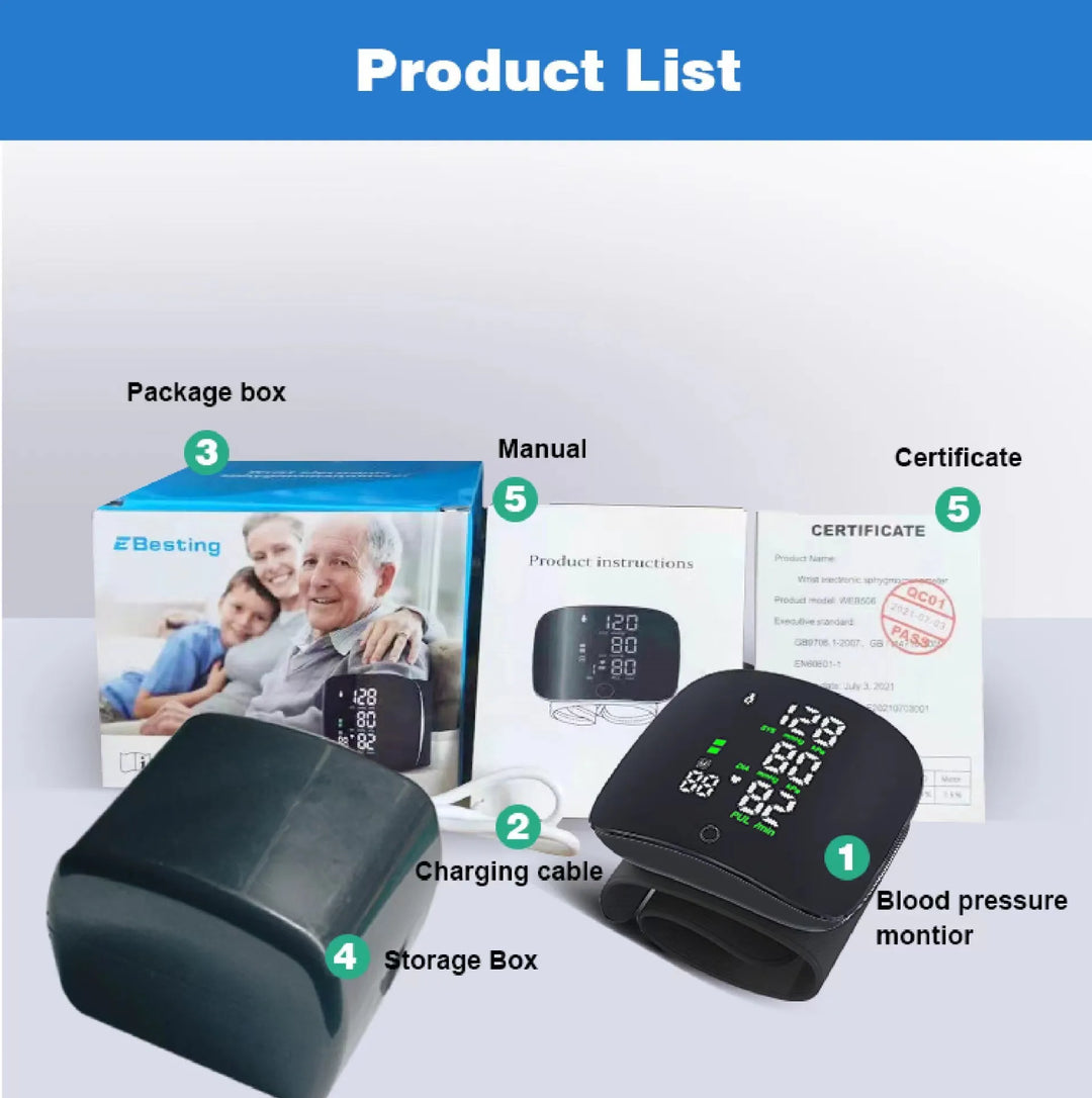 Digital håndledsblodtryksmonitor med LCD-display – PulseTrack