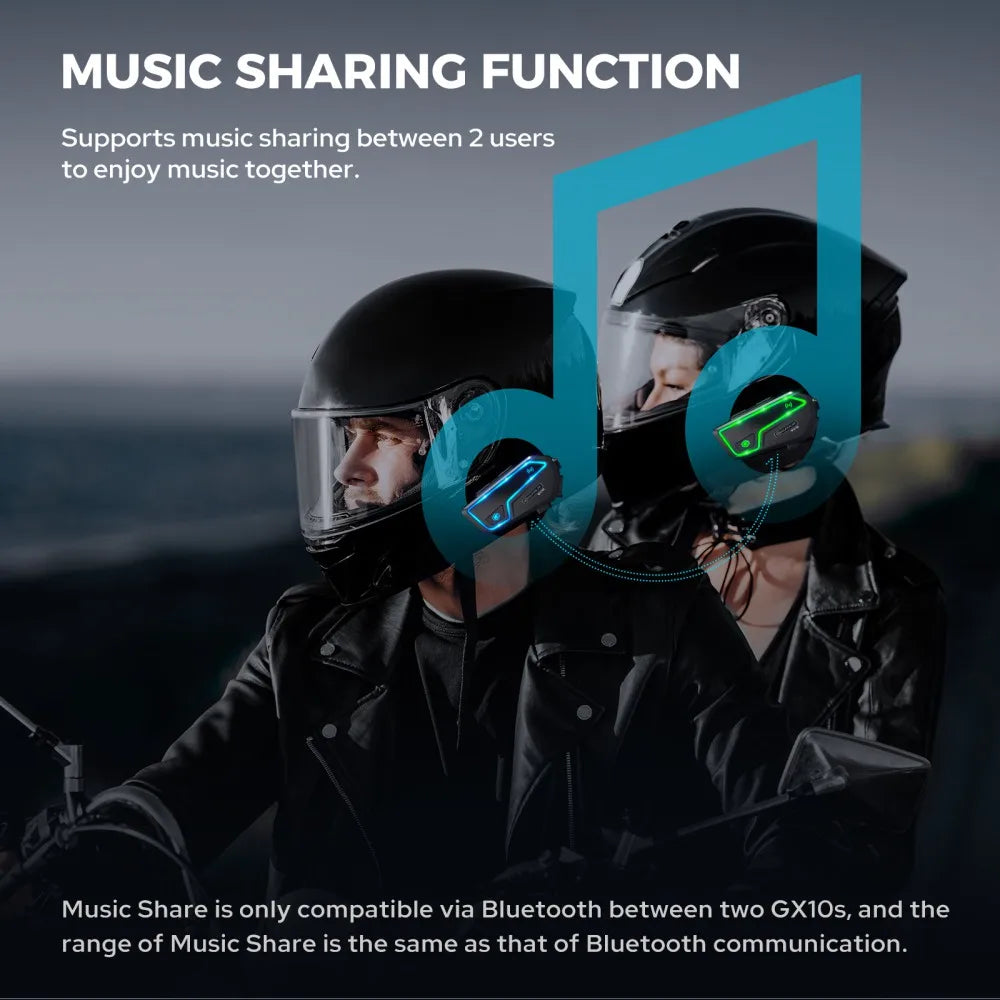 Bluetooth motorcykel intercom 10 ryttere & IP67 vandtæt – RideSync