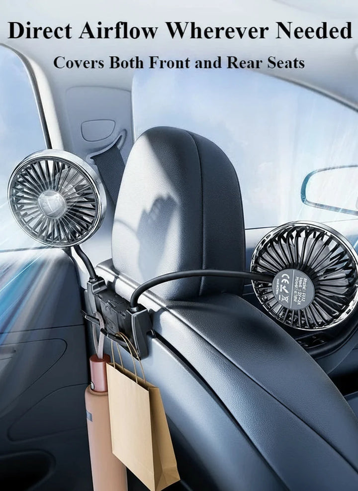 Dual-Head Rear Seat Fan – Eary – (USB-C Genopladelig)