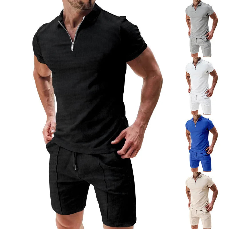 Åndbart & stilfuldt sommersæt med poloshirt & shorts til herrer – Nilo