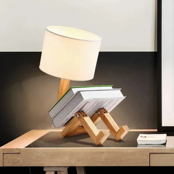 Træbordlampe med bogholder - RutanFlex