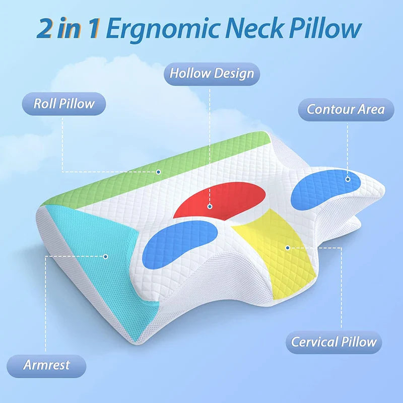 2-i-1 Memory Foam Cervikal Pude med Ergonomisk Konturdesign – RestAlign