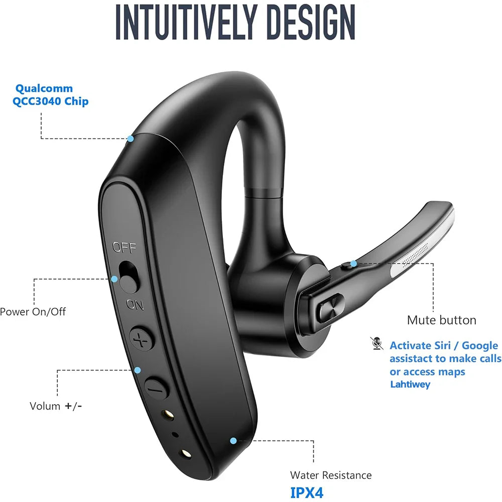 Støjreducerende Bluetooth-headset med dualmikrofoner – Orivo