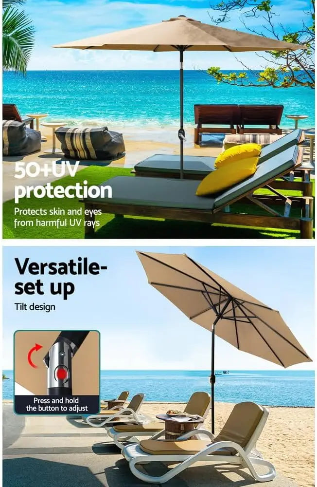 2,7 m udendørs parasol med stang - Solira - (UV- og vandafvisende)