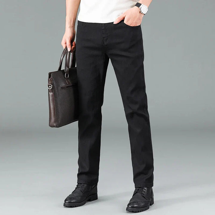 Herren Straight Fit Jeans i sort med stretch – Milan