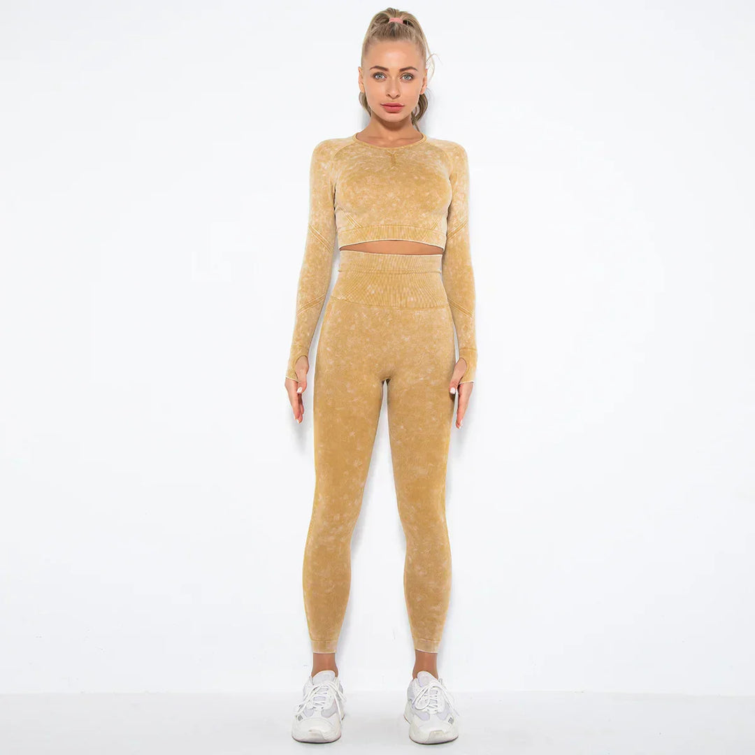 Sømløst yogasæt til kvinder med cropped top - Nova
