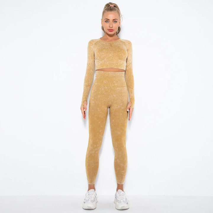 Sømløst yogasæt til kvinder med cropped top - Nova