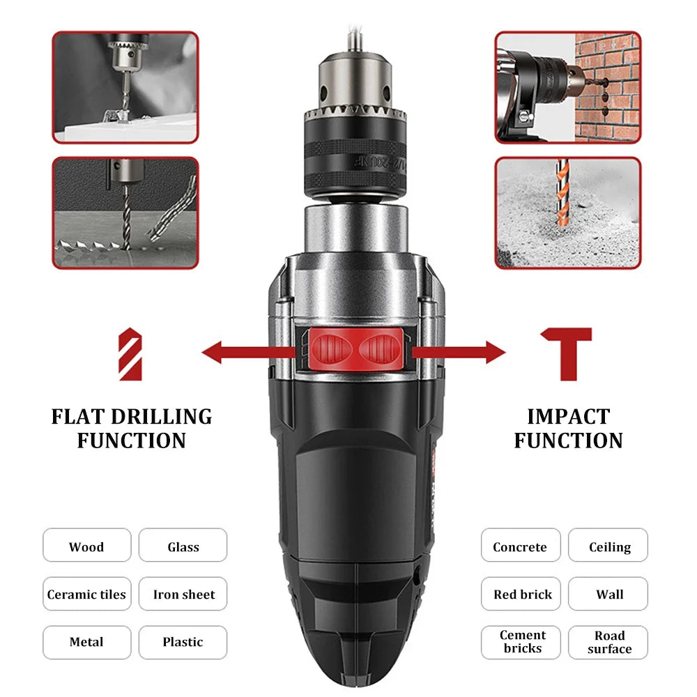 780W Elektrisk Hammer & Boremaskine med Variabel Hastighed – DrillForce