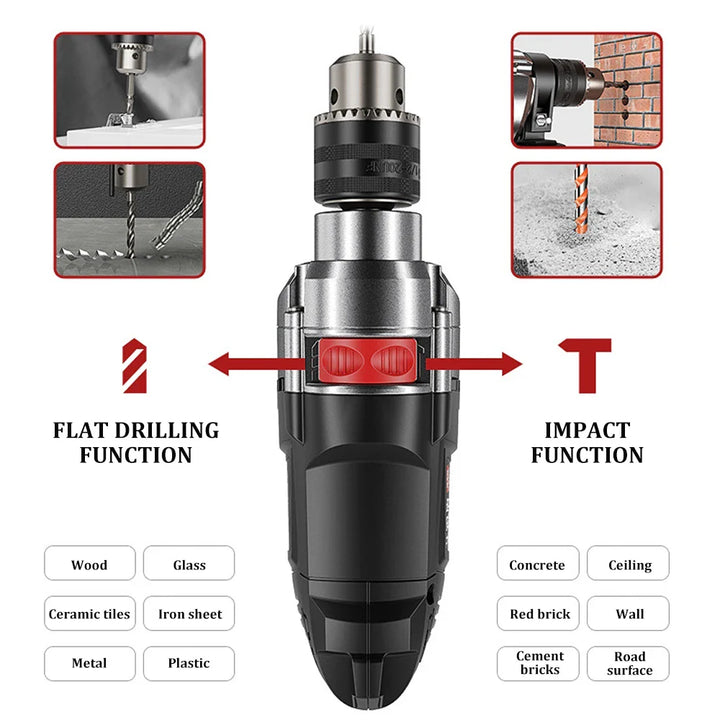 780W Elektrisk Hammer & Boremaskine med Variabel Hastighed – DrillForce