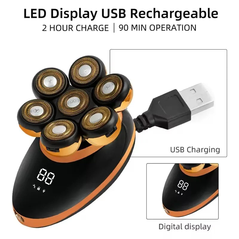 7D Flydende Elektrisk Barberskraber med 5-i-1 Plejesæt og Vandtæt Design – FlexEdge