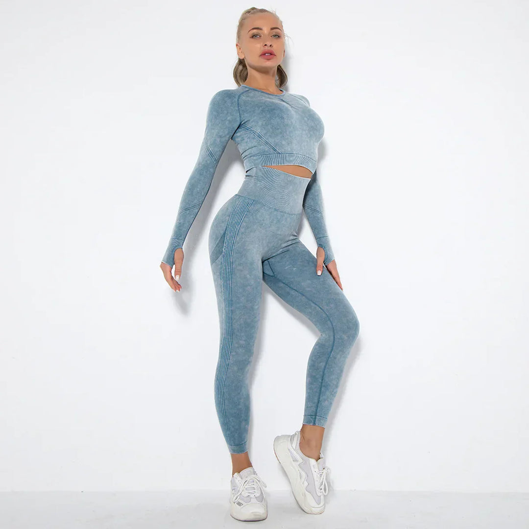 Sømløst yogasæt til kvinder med cropped top - Nova