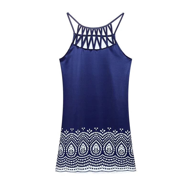 Trendy sommer-tunikakjole med etno-print og spaghettistropper – Kiara