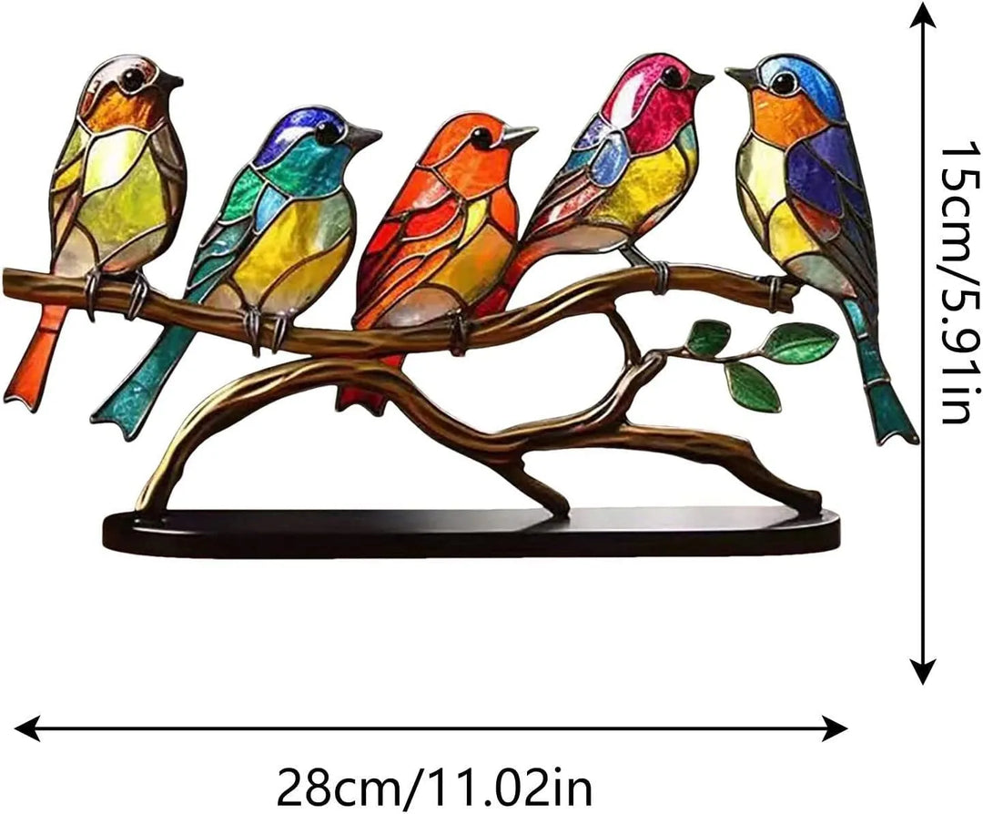 Farvede fugle på en gren - dekorativ skulptur - ColorBirds