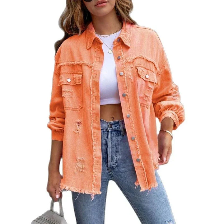 Boho damejeansjakke med efterårsagtigt Ibiza-flair og slim fit – Yara