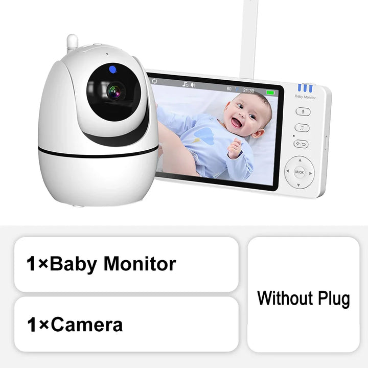 5-tommer HD video babymonitor med kamera, PTZ zoom og nattesyn