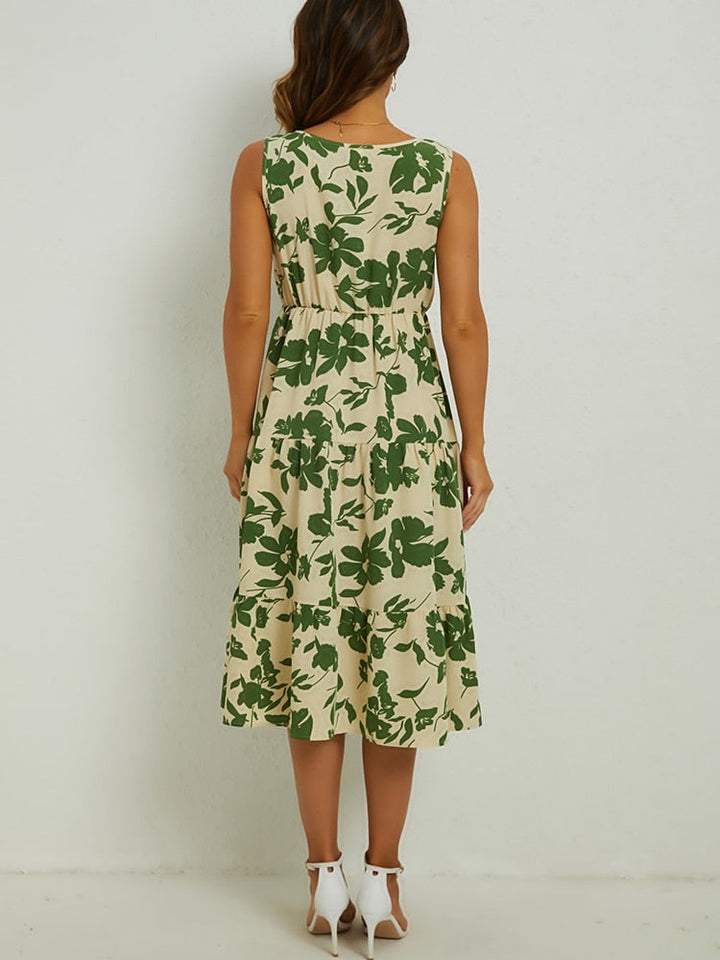 Sommer midi-kjole med blomsterprint – Fenna