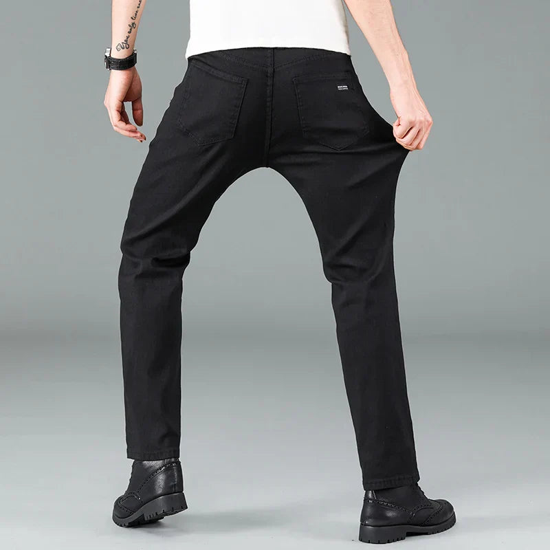 Herren Straight Fit Jeans i sort med stretch – Milan
