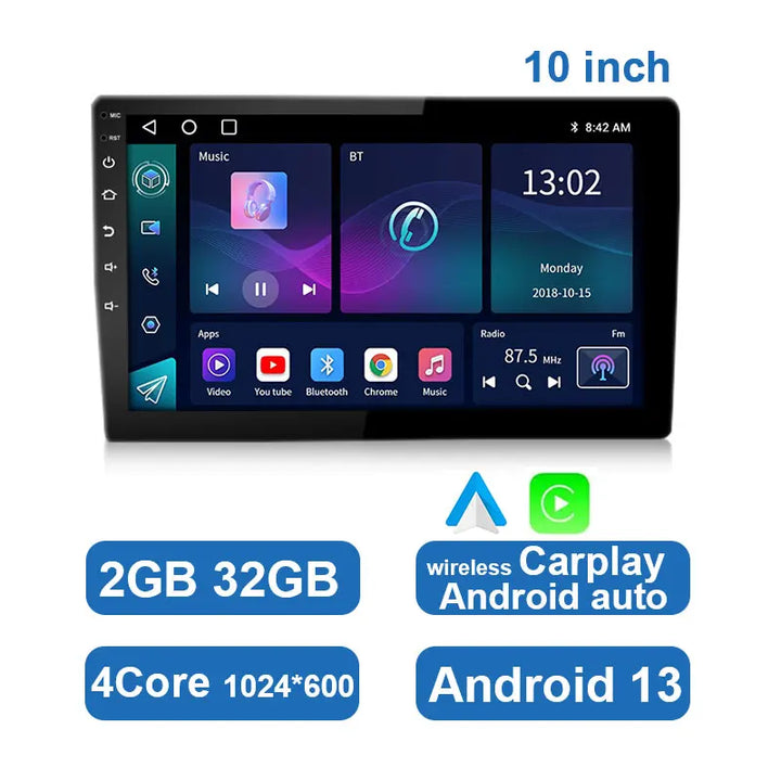 Universel Android bilstereo med touchskærm, GPS og trådløs CarPlay
