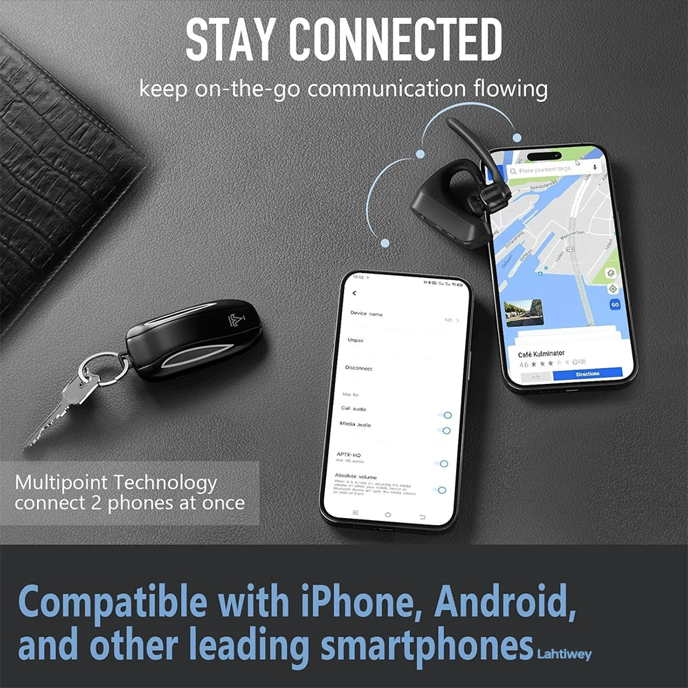 Støjreducerende Bluetooth-headset med dualmikrofoner – Orivo