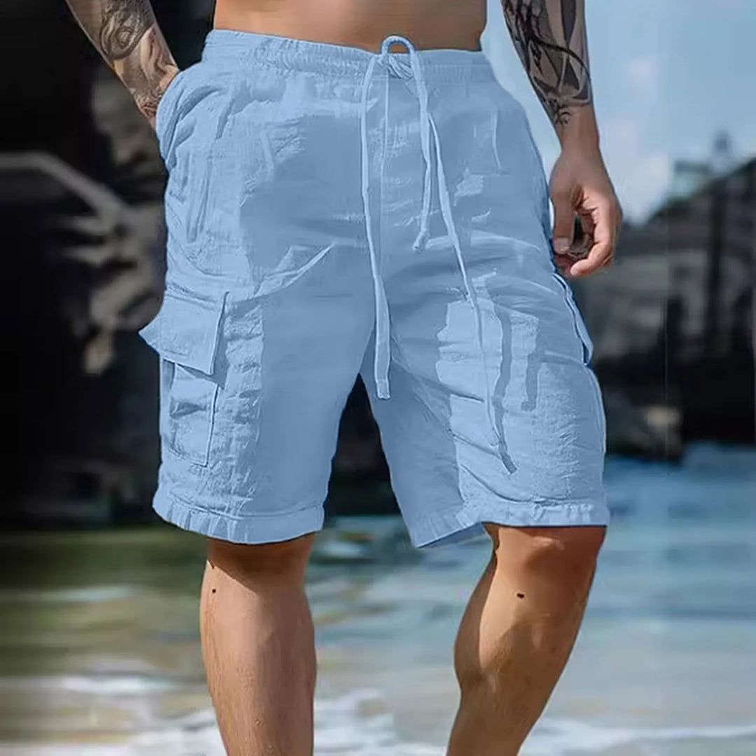 Luftige hørshorts til herrer med vide ben og snøring – Silas