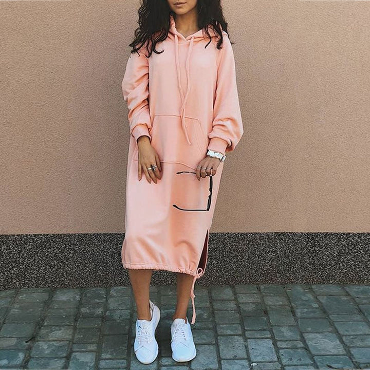 Stilfuld Lang Hoodie-kjole - Elina