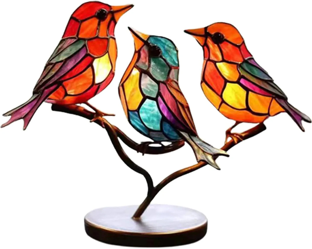 Farvede fugle på en gren - dekorativ skulptur - ColorBirds